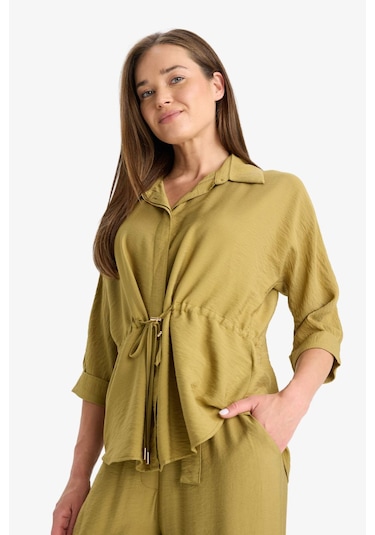 Defacto Beli Lastikli Uzun Kollu Gömlek F4972ax25aukh255 Haki