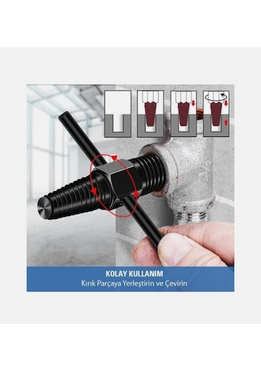 Ters Kılavuz Hasarlı Cıvata Vida Boru Çıkarıcı 1/2 Ve 3/4