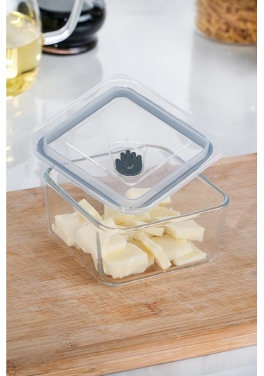 Acar Olivya Vakumlu Kare Cam Saklama Kabı - 0.45 Lt 12135 Beyaz