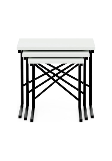 Ceramical ZG1 Metal Zigon Sehpa 3'lü Beyaz