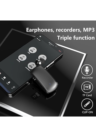 K68 Kart İş Yaka Klips Tipi Tek Kulak Bluetooth Kulaklık Beyaz