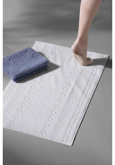 Oscuro Bathmat Sky - Ekstra Yumusak, Modern %100 Pamuk 50X75Cm. A Beyaz
