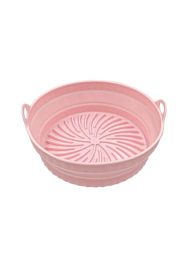 Katlanabilir Airfryer Pişirme Kabı Silikon Pişirme Seti 6 Litreye Kadar Tüm Cihazlara Uygun Pembe