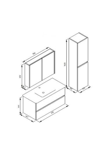 Isvea Trio Banyo Dolabı 100 Cm Çift Çekmeceli Alt Üst Modül