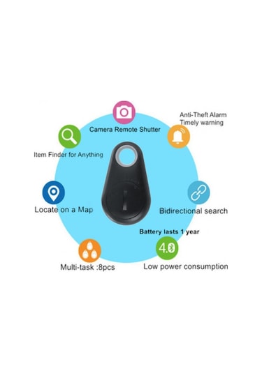 İtag Bluetooth Anahtarlık Kayıp Eşya Telefon Pet Yön Bulucu Siyah