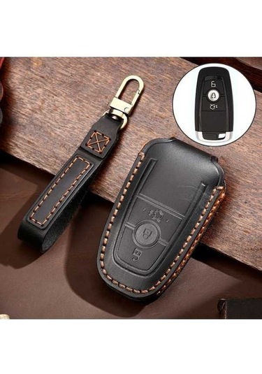 Novahub Hallmo Ford Focus B Uyumlu Araba Sığır Derisi Anahtar Kılıfı Siyah