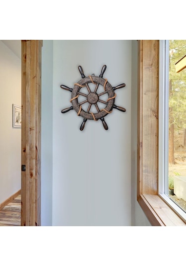 Homyl Tekne Dümen Duvar Heykel Otel Asılı Net32x3x32cm-olmadan