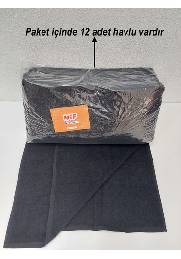 Siyah Berber Havlusu Denizli 50x90 Cm 12'li