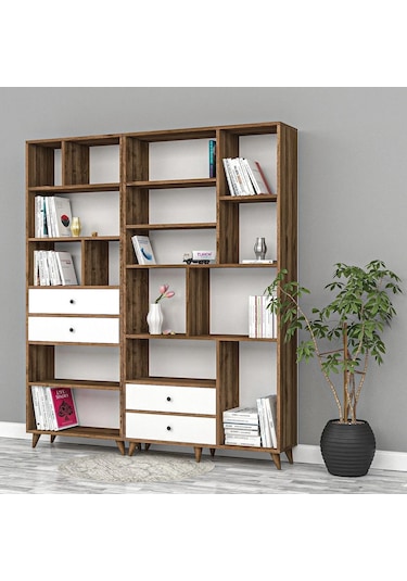 Ay Çekmeceli Kitaplık Mdf Beyaz