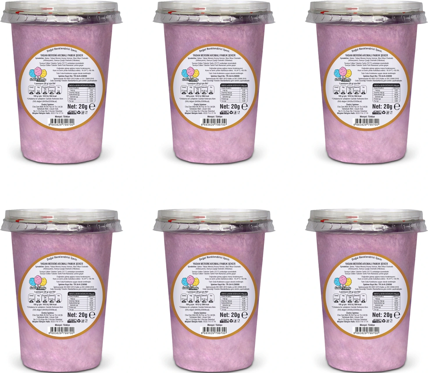 Yaban Mersini Aromalı 6'lı Gurme Pamuk Şekerler