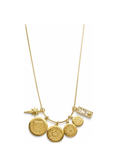 Çoklu Charm Kolye Rose Gold - Mavi