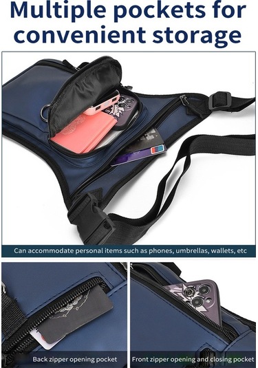 Pazly Erkek Ve Kadınlar İçin Su Geçirmez Motosiklet Bacak Çantası - Geniş Kapasite, Outdoor Seyahat İçin Mavi Pu Deri