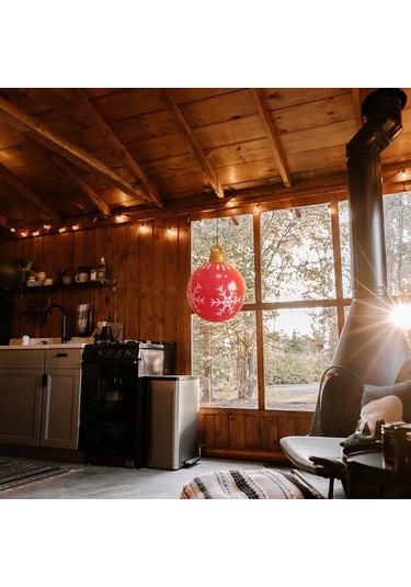 Novahub Kırmızı Kar Tanesi Desenli Pvc Noel Balonu - Su Geçirmez, Dayanıklı, İç/dış Dekorasyonu 60cm