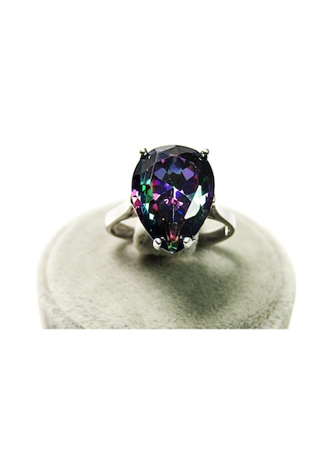 Mistik Topaz Damla Büyük Taşlı Gümüşkadın Yüzük
