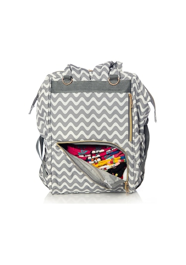 Lal Baby Zikzak Desenli Anne Bebek Bakım Sırt Çantası Gri