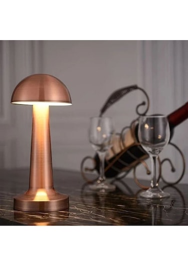 Mantar Model Retro Masa Lambası - Dimmerli, Şarjlı, Dekoratif Ve Dokunmatik Çok Renkli