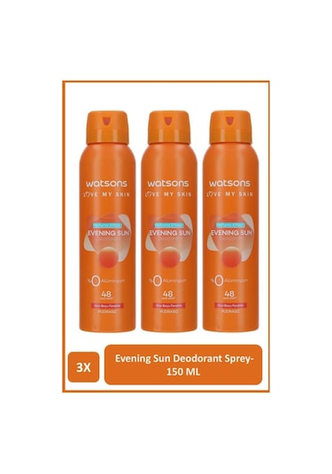 Watsons Evening Sun Deodorant Sprey Pudrasız 150 Ml X3