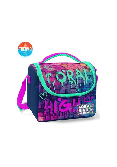 Coral High Kids Pembe Lacivert Grafiti Yazılı Thermo Beslenme Çantası 11769