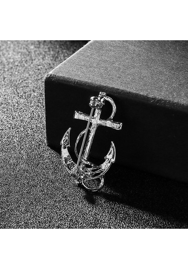 Homyl Çapa Broş Lüks Nefis Erkek Tören Aksesuarları Eşarp Dans Gümüş