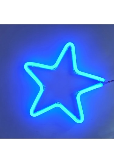Neon Işıklı Yıldız Yılbaşı Süsü 220v Mavi 28 Cm