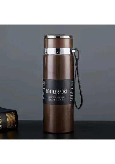 Techbloom Thermos Flask 1000ml Kırmızı Kahverengi Siyah Termos Sıcak Soğuk Tutan Seyahat Kamp Ofis Spor