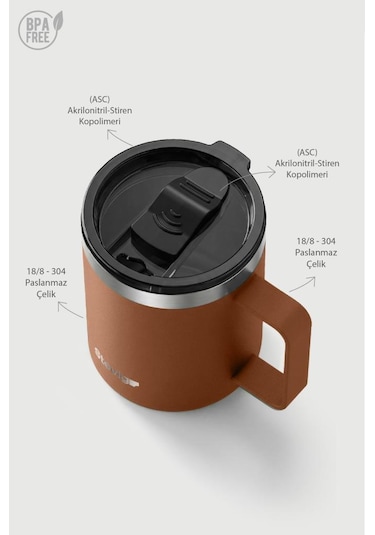 Stevig 1 Cap Daily Mug Kupa Çelik Termos 350 Ml Autumn Leaf St-267 Turuncu