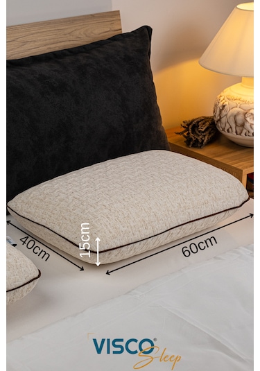 Visco Yastık Risus Ergonomik Yastık Doğal Keten Kılıf 60x40x15cm