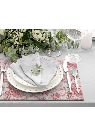 Red Garden Kumaş Amerikan Servis 4'lü Set 35x50 Keten Kumaş Ulusl. Yıkama Ve Solmama Sertifikası Çok Renkli