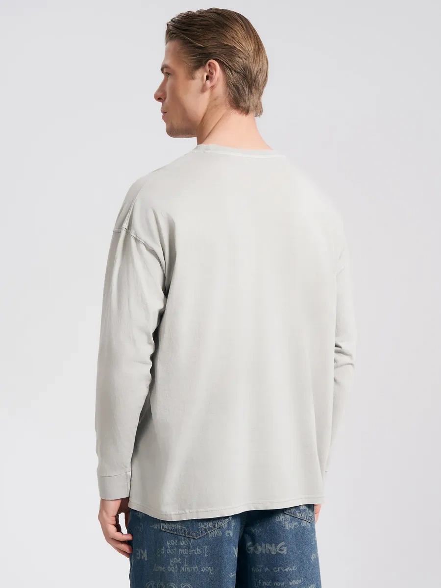 Tvoe Pamuklu Boyalı Tie-dye Uzun Kollu Tişört 292080506 Açık Gri