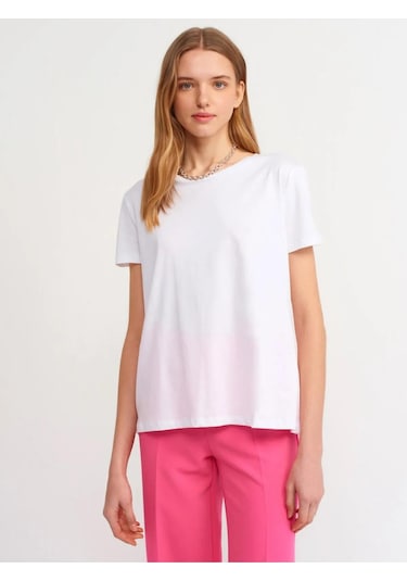 Dilvin Bisiklet Yaka Basic T-shirt Beyaz 001