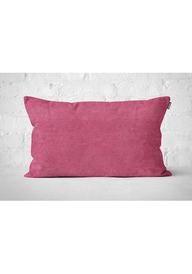 Tekli Kadife Dokulu Kırlent Kılıfı Fuşya-2514 001