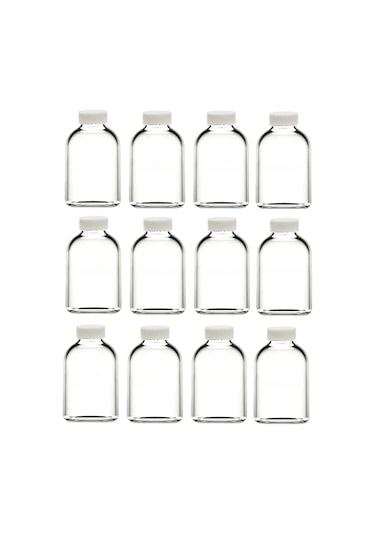 12 Adet Cam 50 Ml Mini Shot Ginger Detox Şişe Plastik Sızdırmaz Kapaklı Kolonya Koku Süs Küçük Şişe Şeffaf