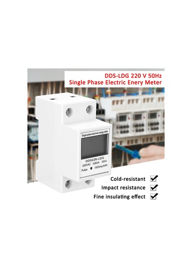 Reedark "220v Tek Fazlı Lcd Ekranlı Elektrik Sayacı - Dın Ray Montaj, Gerçek Zamanlı Tüketim Göstergeli"