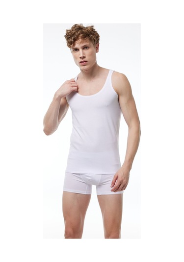 Malabadi Erkek 3 Adet Beyaz İnce Askılı İz Yapmayan Modal Atlet 013 3m013