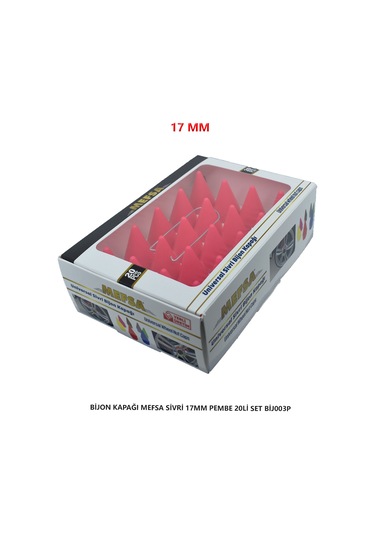 Bijon Kapağı Sivri 17 Mm Pembe 20 Li Set
