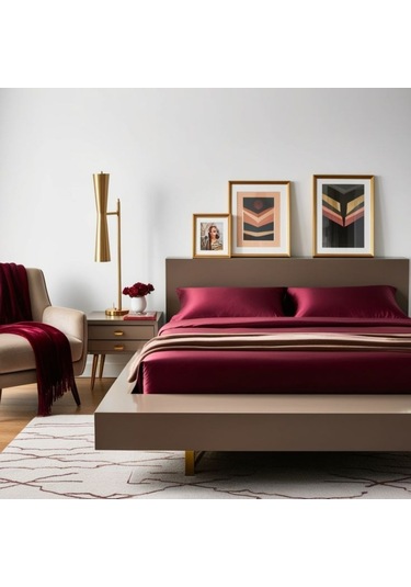 Antibakteriyel Terletmeyen İpek Saten Yastık Kılıfı 2'li 50x70 Bordo Bordo