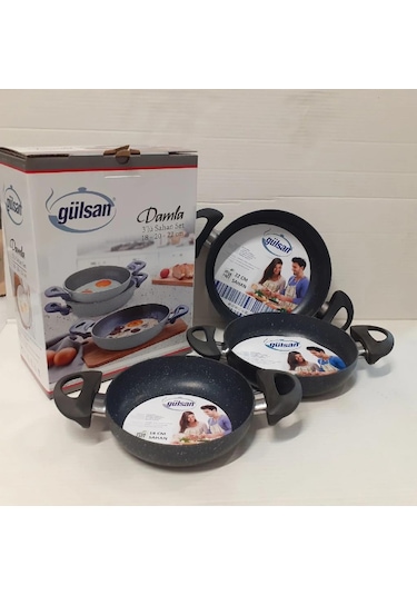 Gülsan Damla Granit 3lü Sahan Seti 18-20-22 Mavi