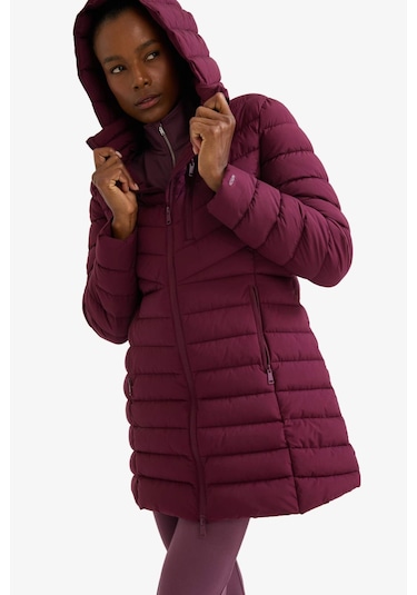 Defacto Defactofit Su İtici Regular Fit Kapüşonlu Şişme Parka Mont C6035ax25wnbr232 Bordo-br232