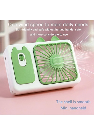 Sevimli Karikatür Yavru Kedi Kamera El Büyük Rüzgar Şarj Edilebilir Fan Standı Masaüstü Fanı Mor