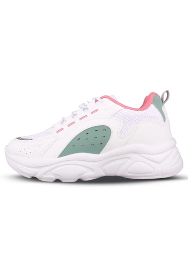 Mp 242-2076 Beyaz Yeşil Kadın Bağcıklı Spor Ayakkabı Beyaz - Yeşil