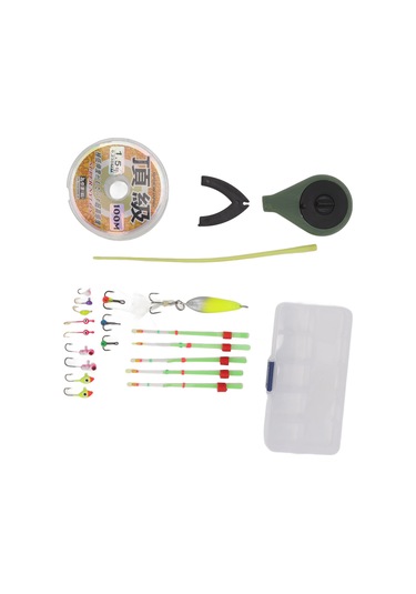 Wezone Kış Balıkçılığı Seti: Dayanıklı Buz Balıkçılık Kamışı, Keskin İğneler Ve Taşınabilir Depolama Kutusu - Asker Yeşili