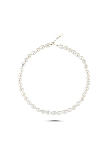 Sıralı Damla Doğal İnci Kolye Sarı