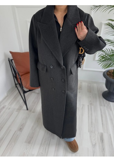 Keymoda Kadın Premium Kalite Kaşe Kaban Siyah Siyah