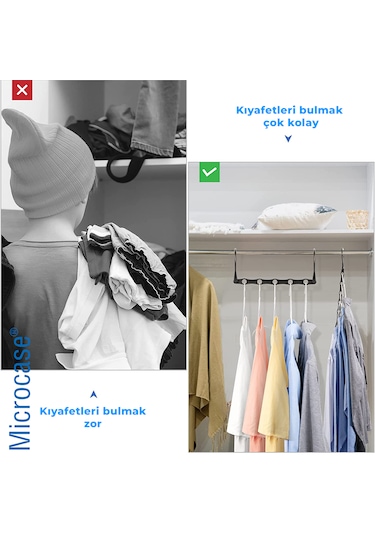 Microcase 5 Delikli Çok İşlevli Katlanabilir Askı Düzenleyici Organizer 2 Adet Al5358 Siyah