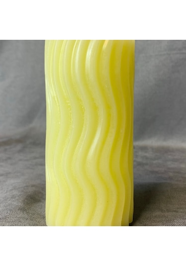 Uretti - Ayşe 7362 - El Yapımı Dekoratif Sarı Mum - 5 X 11 Cm Sarı