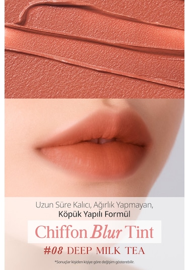 Pürüzsüz Ve Kadifemsi Dokulu, Doğal Görünüm Sunan Tint Clıo Chiffon Blur Tint 08 Deep Milk Tea 08