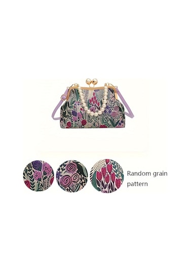 Zarif Çiçek Desenli Çapraz Çanta