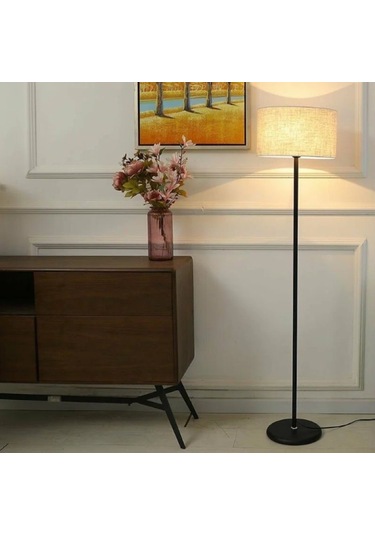 RİOLİGHT VİNTAGE1,RUSTİK,RETRO SİYAH METAL GÖVDE KREM KUMAŞ BAŞLI