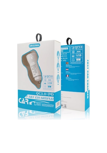 Sones P21 Taşınabilir Pd 20w + Qc 3.0 18w Çift Bağlantı Noktalı Hızlı Araç Şarj Cihazı Beyaz