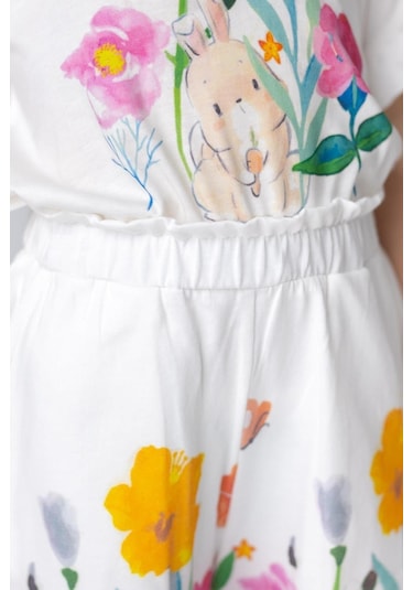 Zeyland Mininio Kız Bebek Etek Ucu Desenli T-shirt Ve Şort Takım-beyaz Beyaz
